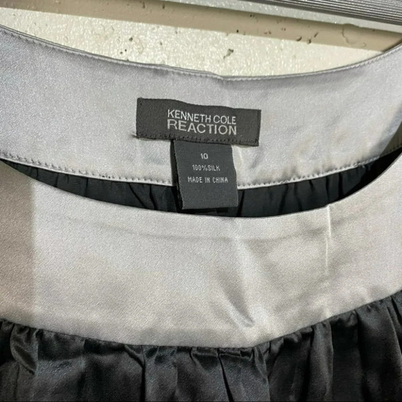 Kenneth Cole Reaction 10 gray black color block silk shift dress - Picture 4 of 4